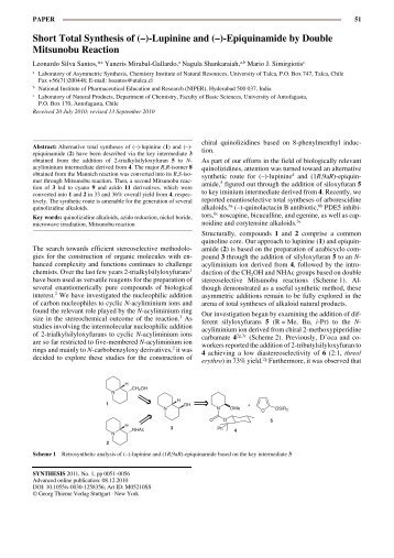 Short Total Synthesis of (–)-Lupinine and (–)-Epiquinamide by ...