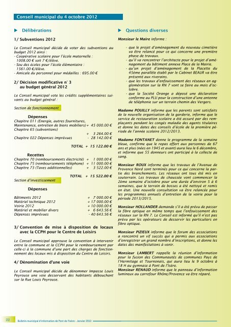 PONT INFOS - Pont de l'Isère