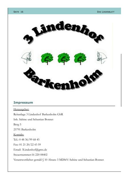Reitanlage 3 Lindenhof Barkenholm GbR Inh. Sabine und ...