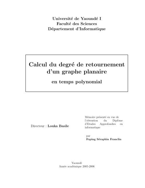 Calcul du degré de retournement d'un graphe planaire