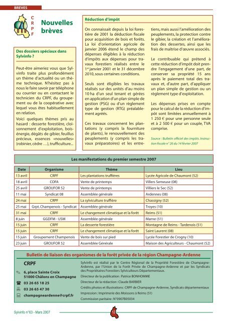 Numéro 63 - Centres Régionaux de la Propriété Forestière