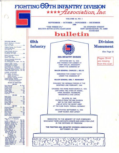 The Fighting 69th Infantry Division Association, Inc. Vol. 44 No. 1 ...