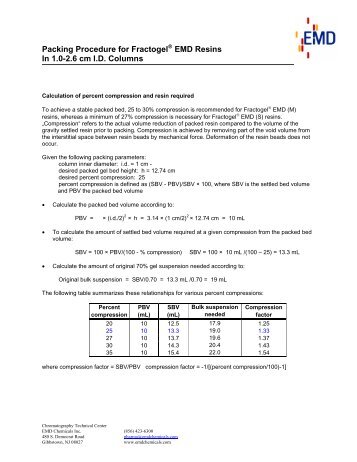 Fractogel Packing in 1.0 to 2.6 cm ID Columns - EMD Chemicals