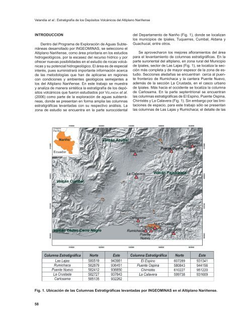 Estratigrafía de los Depósitos Volcánicos del Altiplano Nariñense ...