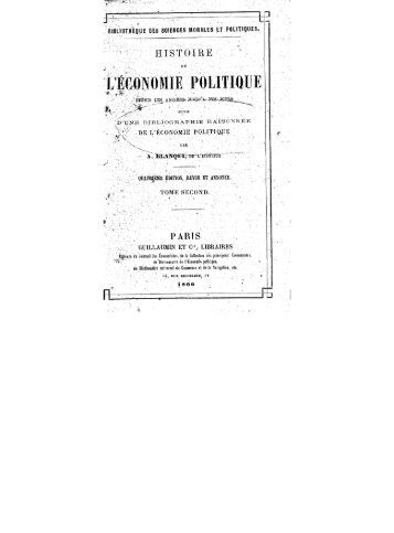 Blanqui, Adolphe (1798-1854). Histoire de l'économie politique en ...