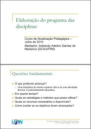 Elaboração do programa das disciplinas - DCA - UFRN