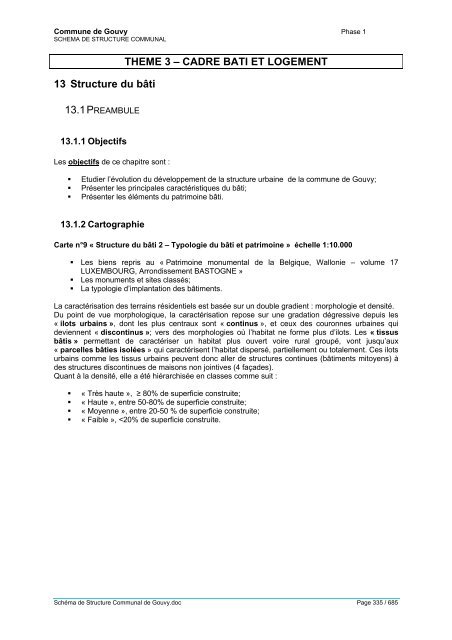 THEME 3 – CADRE BATI ET LOGEMENT 13 Structure du bâti - Gouvy