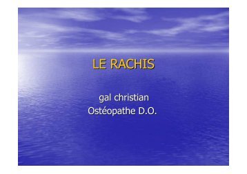 LE RACHIS - Christian Gal