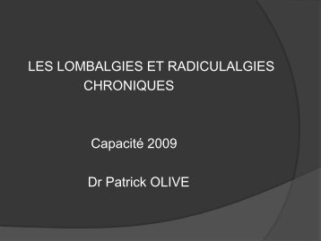 les lombalgies et radiculalgies chroniques - Infodouleur.fr