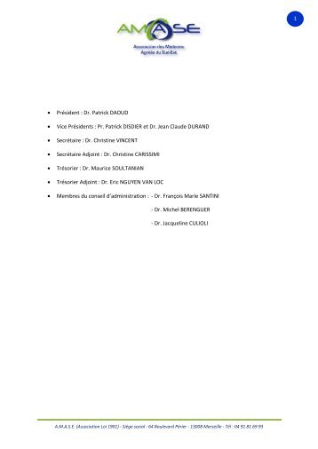 1 • Président : Dr. Patrick DAOUD • Vice Présidents : Pr ... - amase