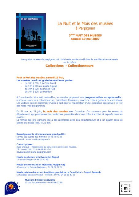 Programme Nuit des Musées 2007 - Perpignan la Catalane