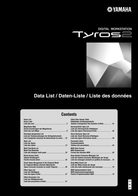 Data List / Daten-Liste / Liste des données