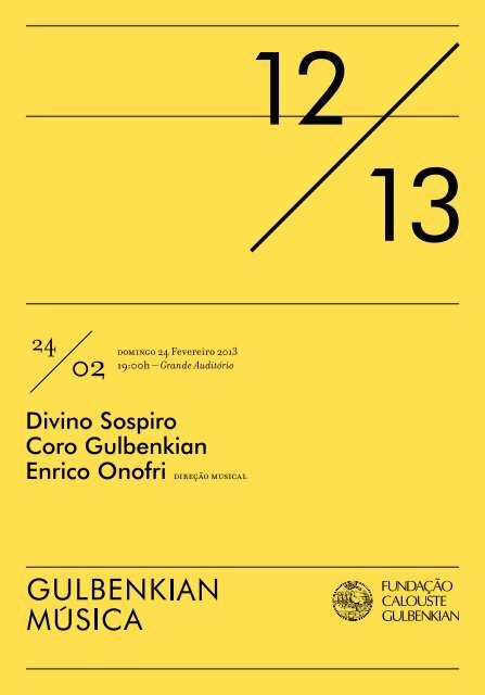 Divino Sospiro Coro Gulbenkian - Gulbenkian Música - Fundação ...