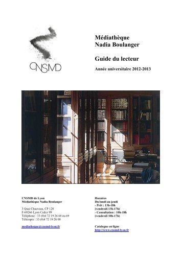 Guide lecteur médiathèque Nadia Boulanger 2012-2013