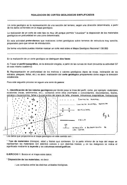 Realización de cortes geológicos sencillos