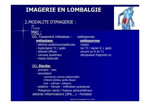 IMAGERIE EN LOMBALGIE - Europa Ziekenhuizen