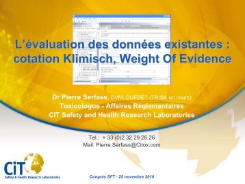 cotation Klimish, Weight Of Evidence.