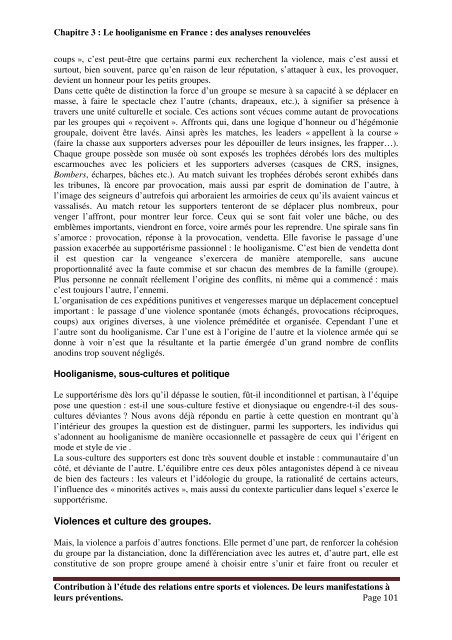 Contribution à l'étude des relations entre sports et violences