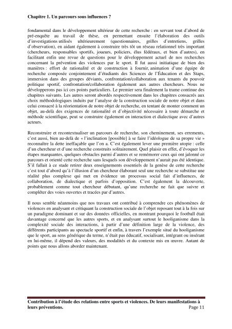 Contribution à l'étude des relations entre sports et violences