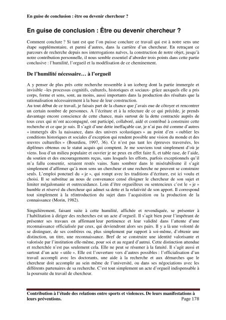 Contribution à l'étude des relations entre sports et violences