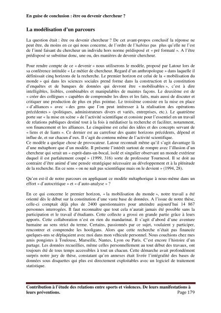 Contribution à l'étude des relations entre sports et violences