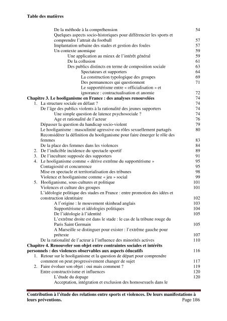 Contribution à l'étude des relations entre sports et violences