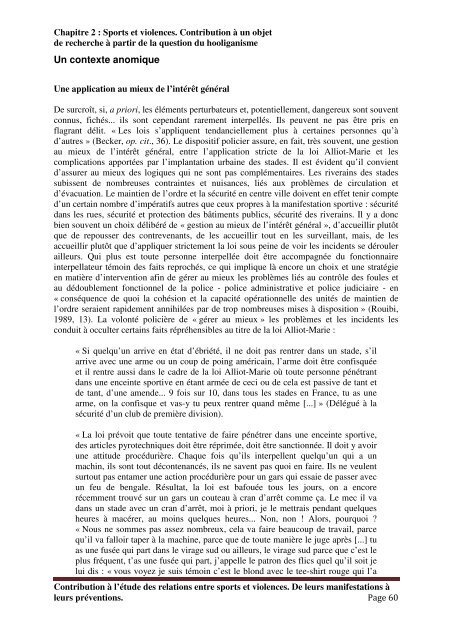 Contribution à l'étude des relations entre sports et violences