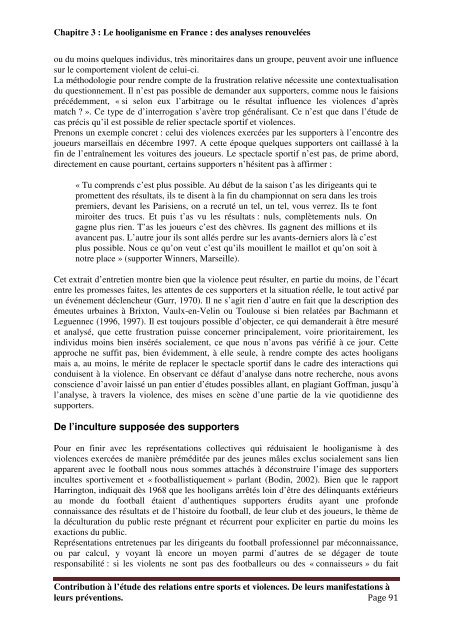 Contribution à l'étude des relations entre sports et violences