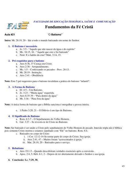 Fundamentos da Fé Cristã - verdaderevelada.org