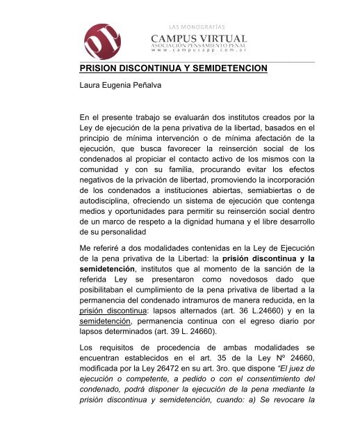 prision discontinua y semidetencion - Revista Pensamiento Penal