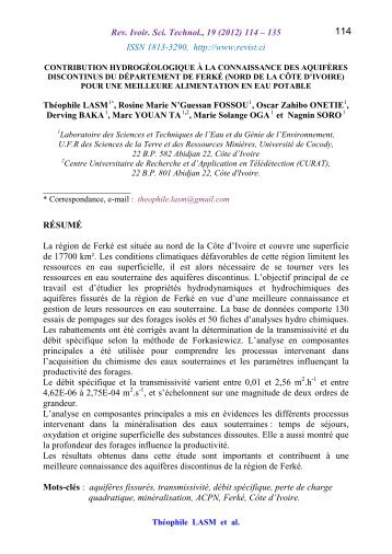 Rev. Ivoir. Sci. Technol., 19 (2012) 114 – 135 ISSN 1813-3290, http ...