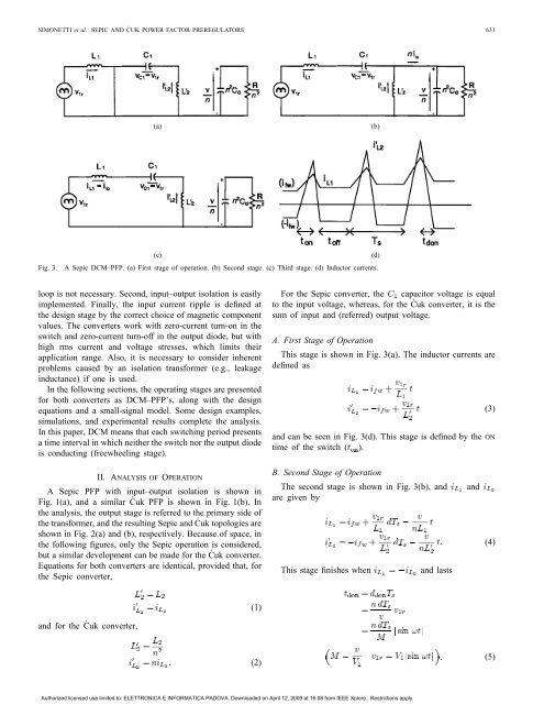 The Discontinuous Conduction Mode Sepic and ´ Cuk Power