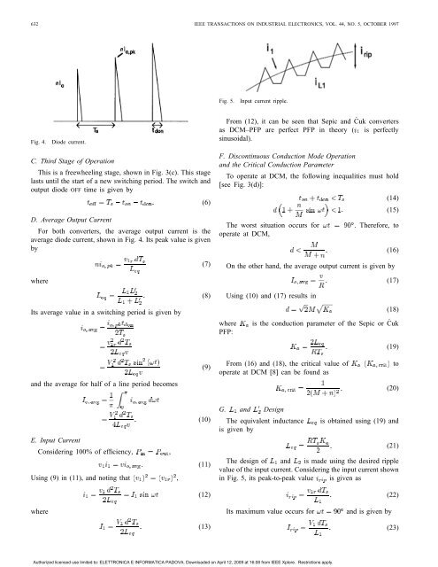 The Discontinuous Conduction Mode Sepic and ´ Cuk Power