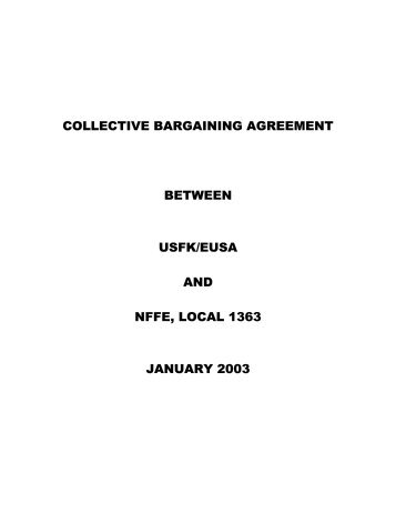 collective bargaining agreement between usfk/eusa and nffe, local ...