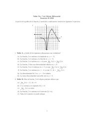 Taller No. 7 de Cálculo Diferencial. Semestre 01-2010 A partir de la ...