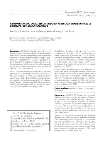 CIPROFLOXACINO ORAL DISCONTINUO EN ... - SciELO