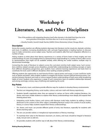 Workshop 6 Literature, Art, and Other Disciplines