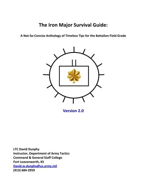 The Iron Major Survival Guide U S Army