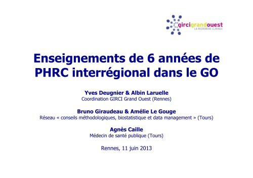 Enseignements du PHRC Interrégional dans le Grand Ouest