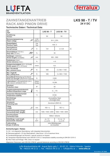 Datablad LKS 98-T & TV
