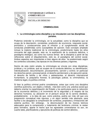 CRIMINOLOGIA 1. La criminología como disciplina y su vinculación ...