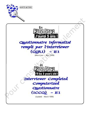 Questionnaire informatisé rempli par l'intervieweure - QIRI - Étude ...