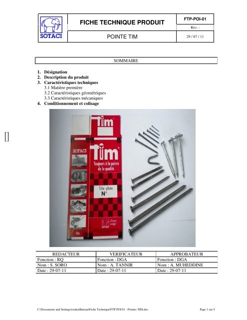 Fiche du produit - Chaptec