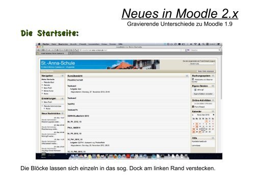 Neues in Moodle 2.x - Login St.-Anna-Schule