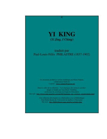 YI KING - Les Classiques des sciences sociales - UQAC