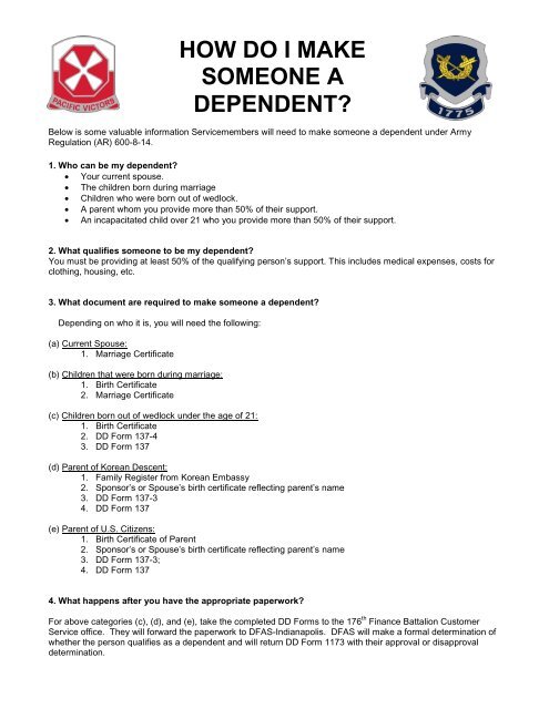 How Do I Make Someone A Dependent Eighth Army U S How Do I Make Someone A Dependent Eighth Army U S