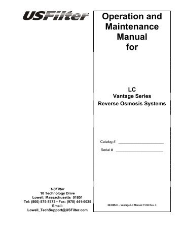 Operation and Maintenance Manual for