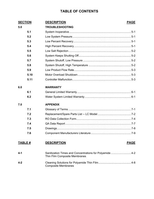 Operation and Maintenance Manual for