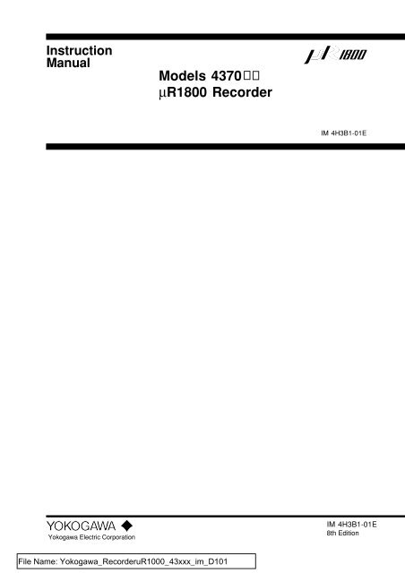 Modeles 4370 UR1800 Recorder Instruction Manual