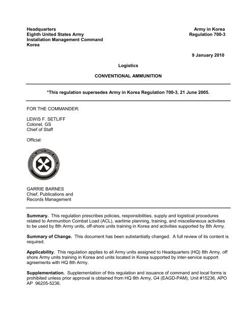 AK Reg 700-3 Conventional Ammunition.pdf - Eighth Army - U.S. Army